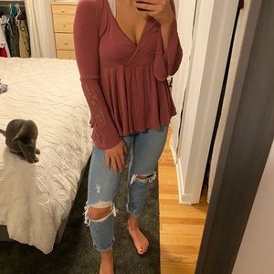 American Eagle Maroon Reversible Long Sleeve